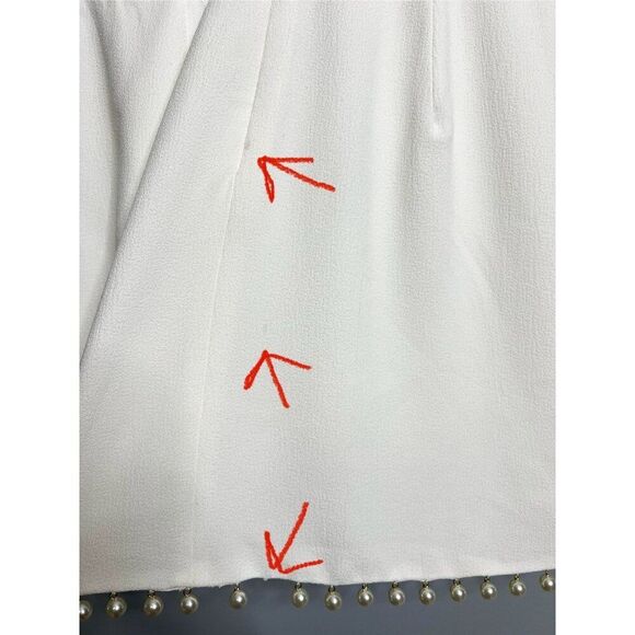 Anthropologie Helsi Estelle Pearl-Trim V-Neck Cap-Sleeve Crepe Mini Dress Medium - Picture 9 of 10